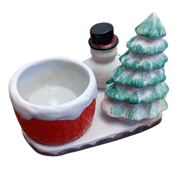 Ceramic Christmas Snowman & Tree Planter - Festive Holiday Decor - Picture 2 of 16